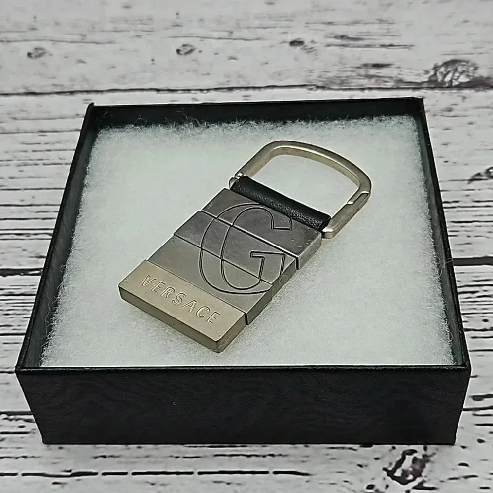 Versace Leather and Metal Keychain